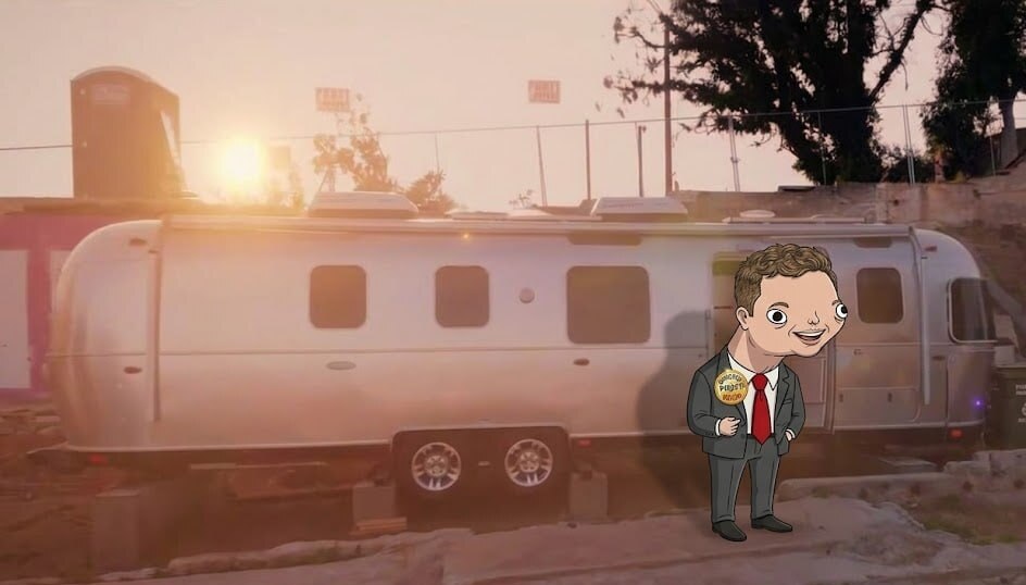 Spensur Pwatt at his Airstream campaign HQ
